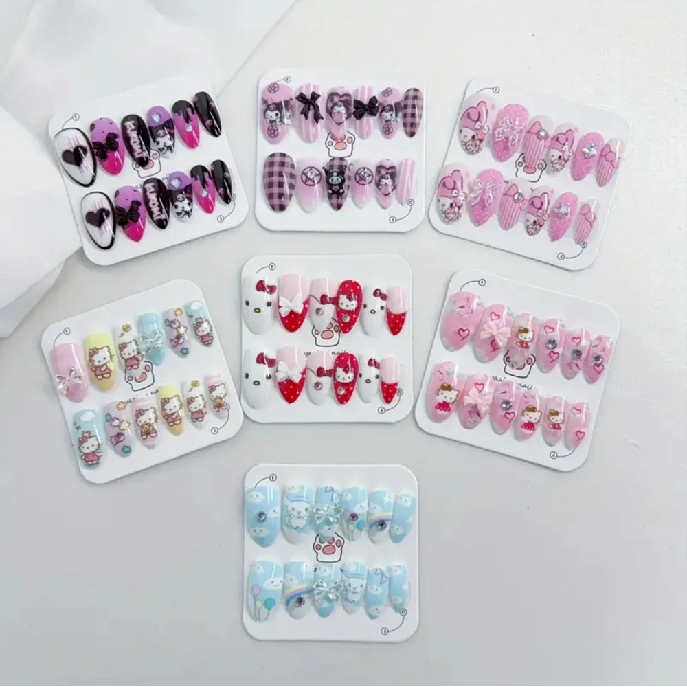 Sanrio Kuromi, Hello Kitty Pastel & Pink Press On Nail Set 12pc set- One Set Ea